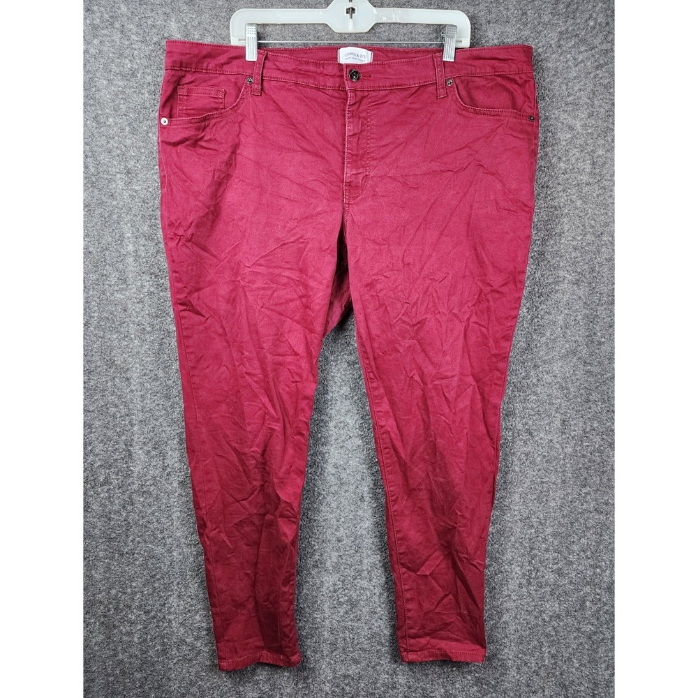 Crown & Ivy Skinny Pants Women 20W Burgundy Mid Rise Stretch CIB227-CRA